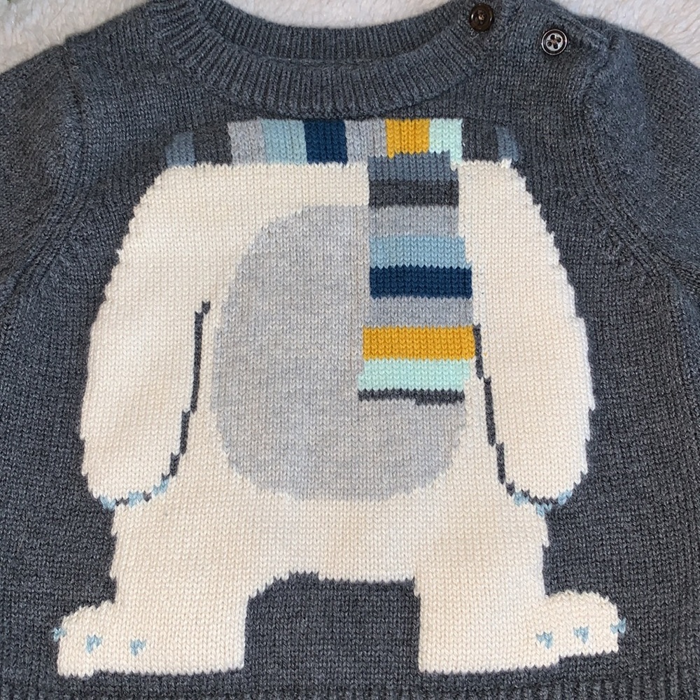 Gap 3-6M Baby Boy Gray Polar Bear Sweater EUC💗 - Picture 3 of 8